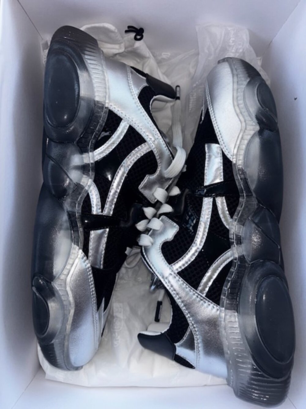 Moschino Black & Silver Sneakers – Men’s Size 43 / US 10 – Original Box